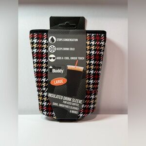 Brew Buddy Large Insulated Drink Sleeve Houndstooth Print NWT